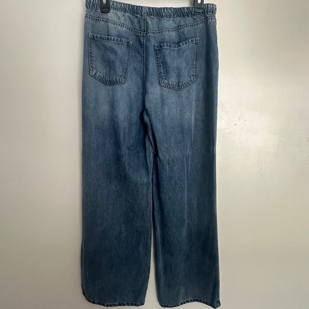 Splendid Lounge Denim Wide Leg Pants M Blue Tencel Full Length Drawstring Boho - Picture 2 of 12